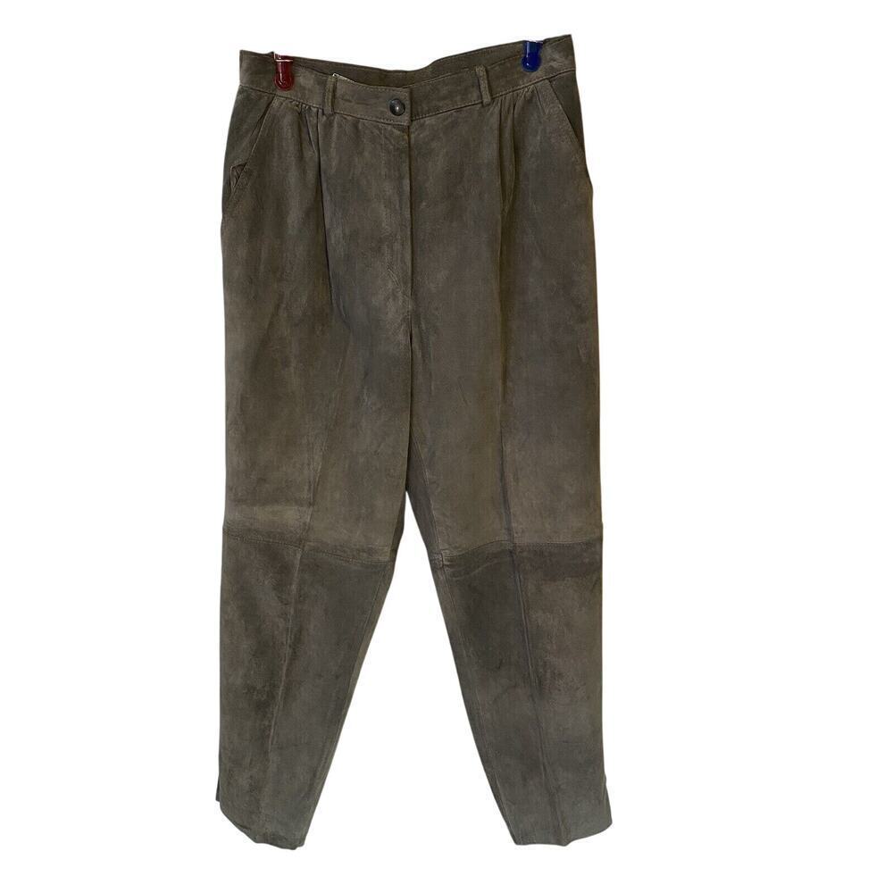 Vintage 90s Fiocchi Italy Suede Leather Pants Women's Size 40/S Gray Outdoorsy